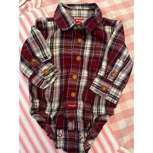 Wrangler Plaid One Piece Collared Outfit Size 3M